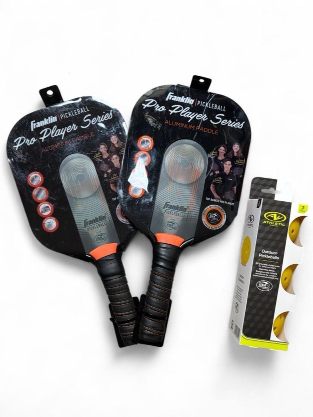 Franklin Pro Player Series Aluminum Pickleball Paddle Set with Yellow Balls